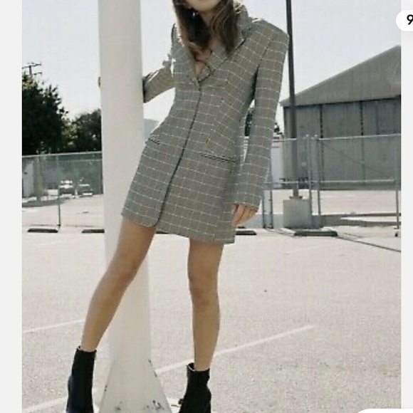 ZARA LONG SLEEVE PLAID BLAZER DRESS - Picture 2 of 8